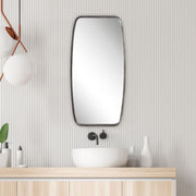 Nexa Antique Silver Leaf Mirror | Modern Rectangle Metal Frame Bathroom Vanity Mirror with Rounded Corners Mounted Vertical or Horizontal (20 in. W x 40 in. H x 2 in. D)