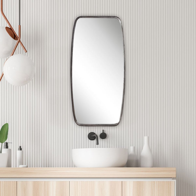 Nexa Antique Silver Leaf Mirror | Modern Rectangle Metal Frame Bathroom Vanity Mirror with Rounded Corners Mounted Vertical or Horizontal (20 in. W x 40 in. H x 2 in. D)