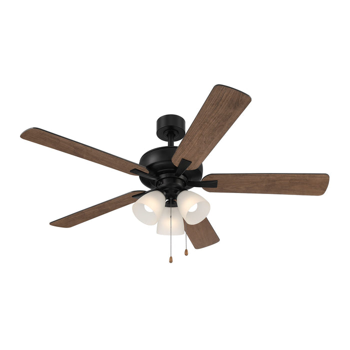 Stellant 52 in. Matte Black Ceiling Fan with LED Light and Pull Chain Control