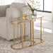 Strada Nesting Tables Set of 2 | Antique Brushed Brass and Clear Tempered Glass Top (Medium: 22 in. W x 19.5 in. H x 10.5 in. D; Large: 24 in. W x 22 in. H x 12.5 in. D)
