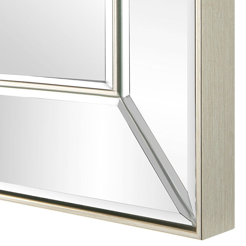 Norwin Nickel Mirror | Modern Rectangle Frame Bathroom Vanity Mirror Mounted Vertical or Horizontal (23 in. W x 34 in. H x 1 in. D)