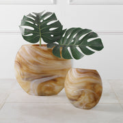 Uttermost Fusion Swirled Caramel & Ivory Vases, Set/2 - ALCOVE LIGHTING