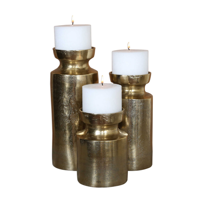 Uttermost 18958 Amina Antique Brass Candleholders Set/3