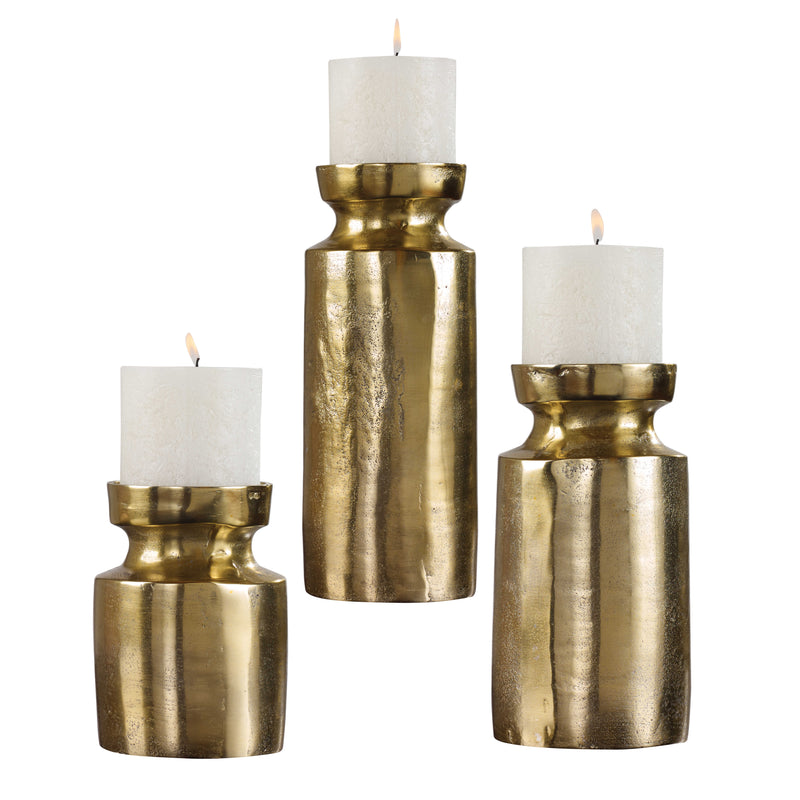 Uttermost 18958 Amina Antique Brass Candleholders Set/3