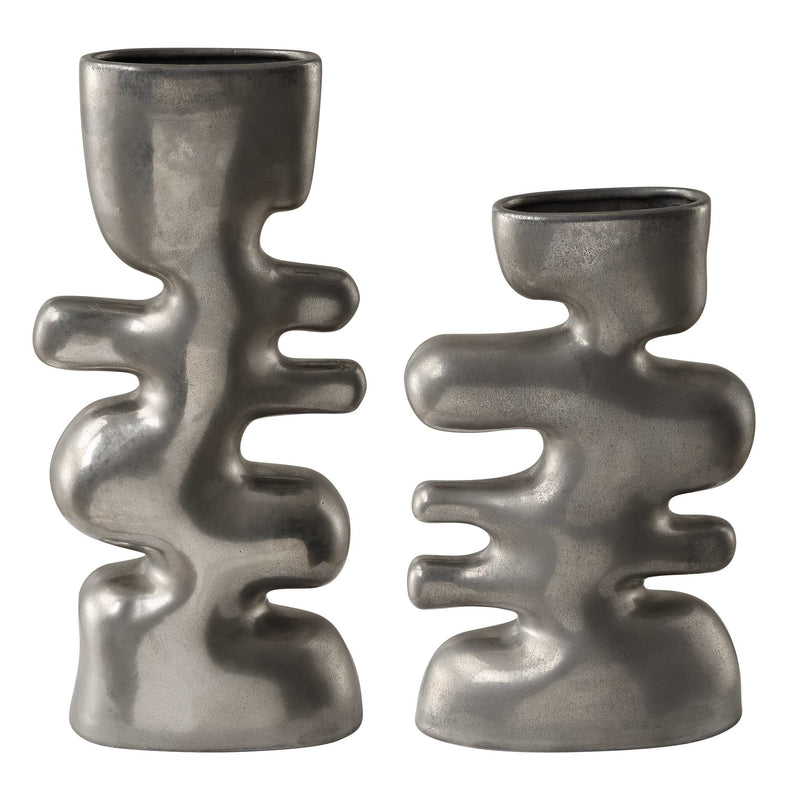 Uttermost 18145 Free Flowing Nickel Vases Set/2