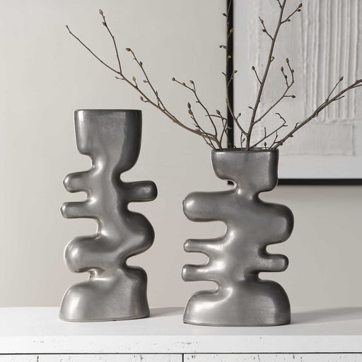 Uttermost 18145 Free Flowing Nickel Vases Set/2