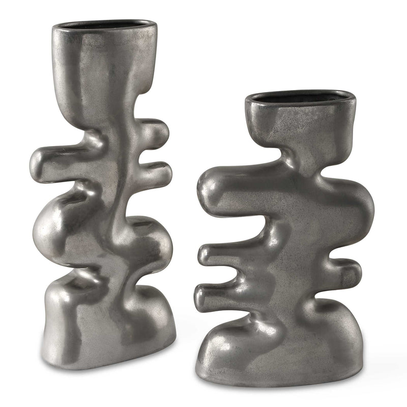 Uttermost 18145 Free Flowing Nickel Vases Set/2