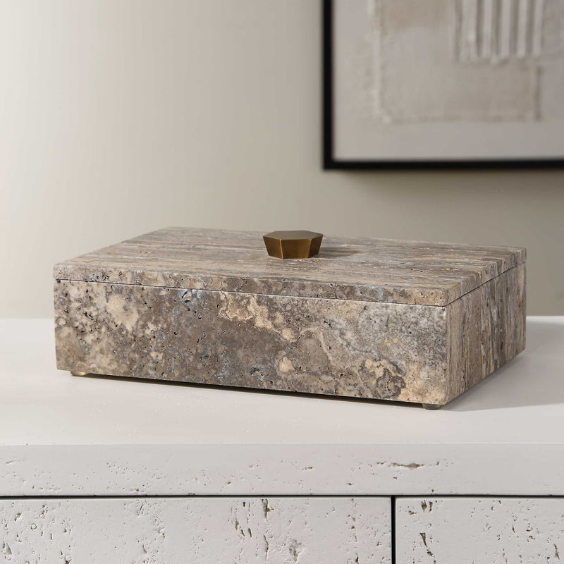 Uttermost 18153 Griseus Travertine Stone Box
