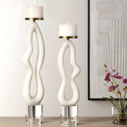 Uttermost 18160 Feamelo Ivory Stone Candleholders Set/2