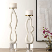 Uttermost 18160 Feamelo Ivory Stone Candleholders Set/2