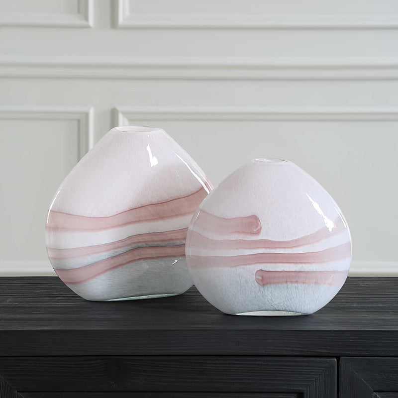 Uttermost 18159 Blush Swirl Glass Vases Set/2