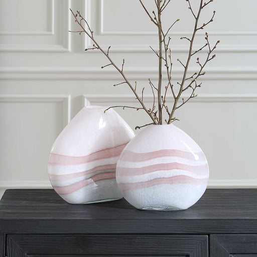 Uttermost 18159 Blush Swirl Glass Vases Set/2
