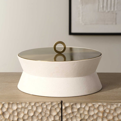 Uttermost 18165 Luxe White Shagreen Round Box