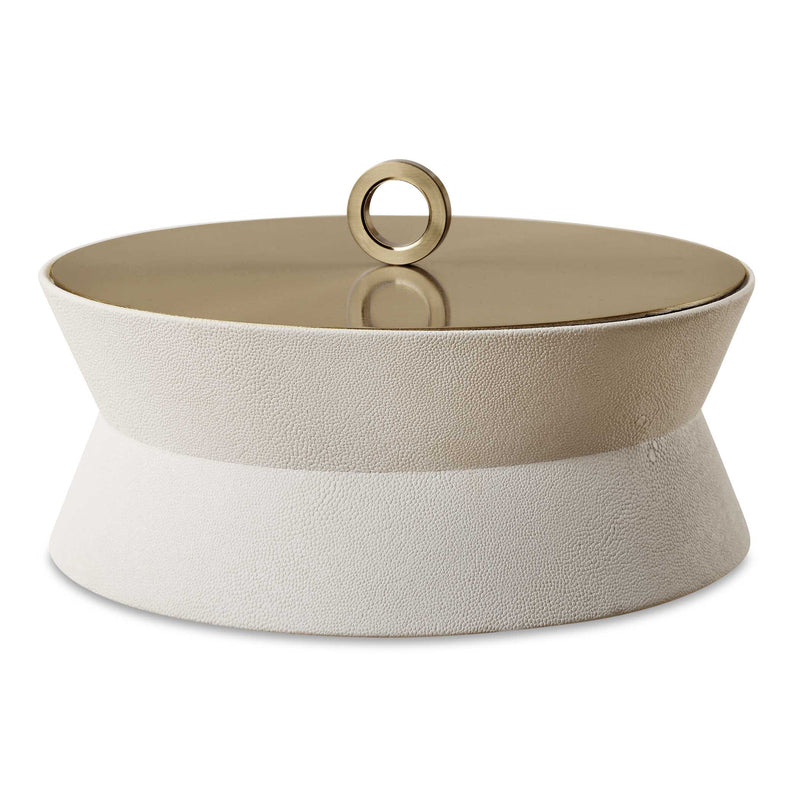 Uttermost 18165 Luxe White Shagreen Round Box