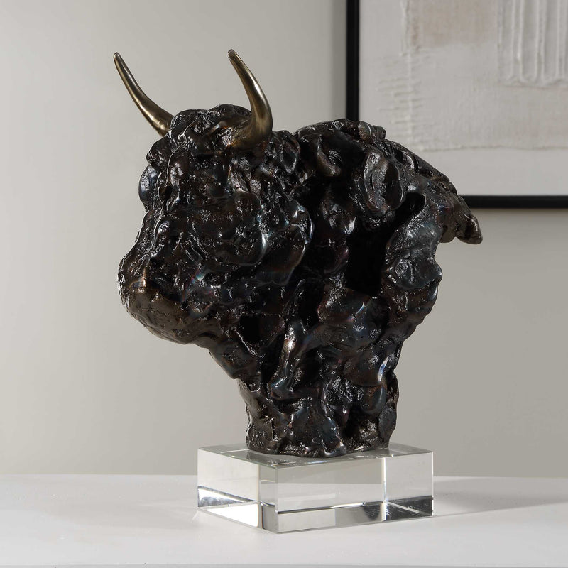 Uttermost 18148 Bison Bust Bronze Sculpture