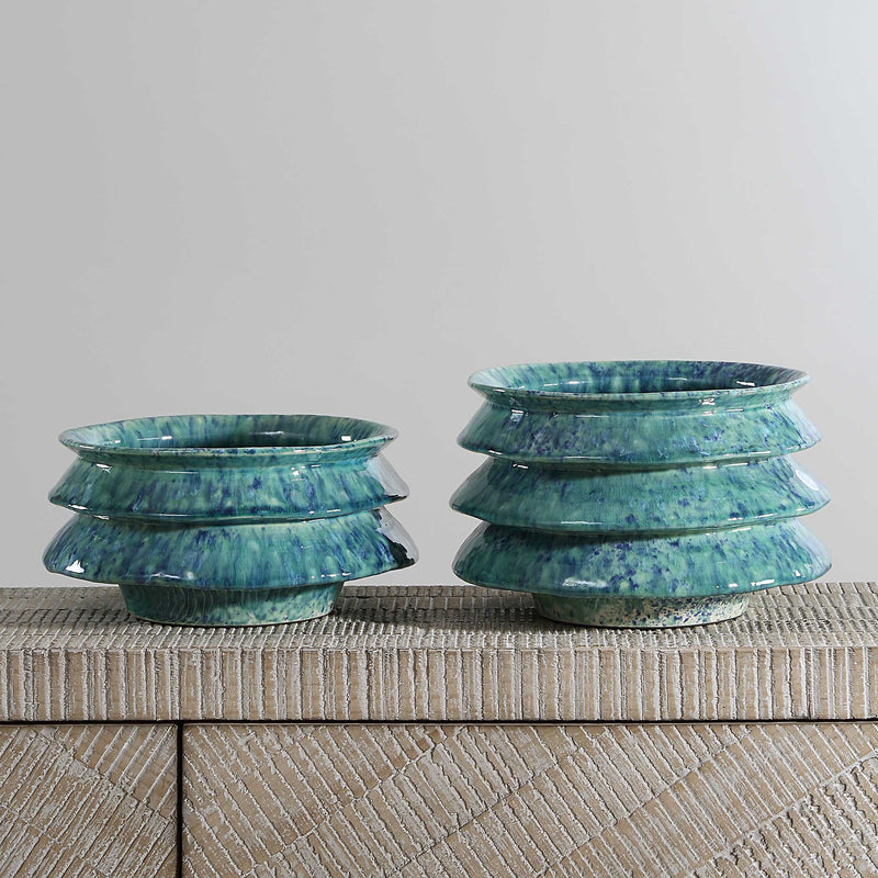 Uttermost 18147 ZigZag Blue Green Bowls Set/2
