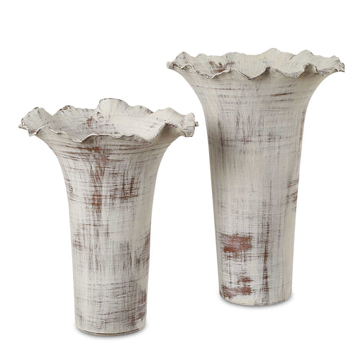 Uttermost 18174 Ruffled Petal White Vases Set/2