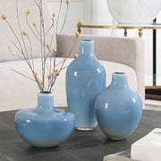 Uttermost 18192 Celestial Frost Blue Vases Set/3