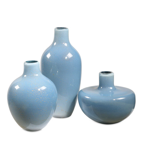 Uttermost 18192 Celestial Frost Blue Vases Set/3