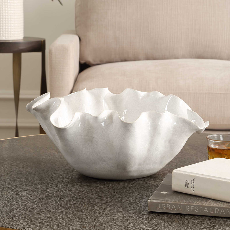 Uttermost 18184 Ruffle White Bloom Bowl