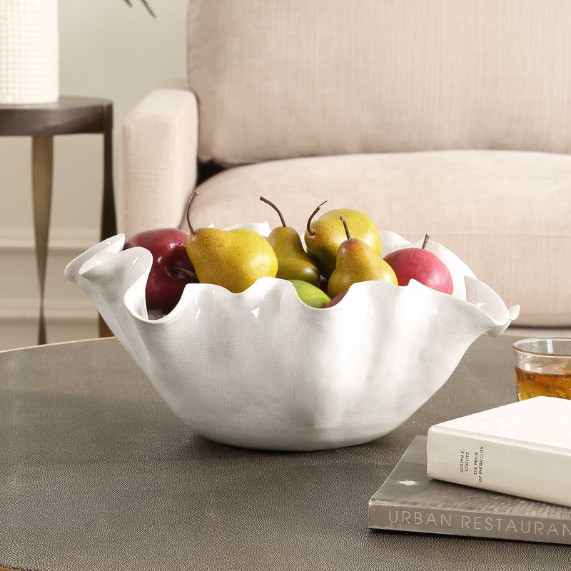 Uttermost 18184 Ruffle White Bloom Bowl