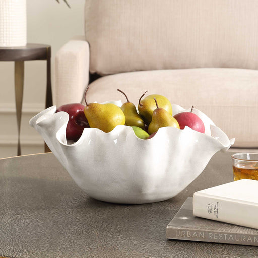 Uttermost 18184 Ruffle White Bloom Bowl