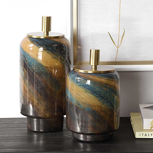 Uttermost 18188 Celestial Tide Glass Containers Set/2