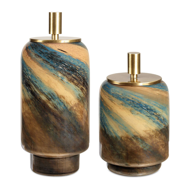 Uttermost 18188 Celestial Tide Glass Containers Set/2