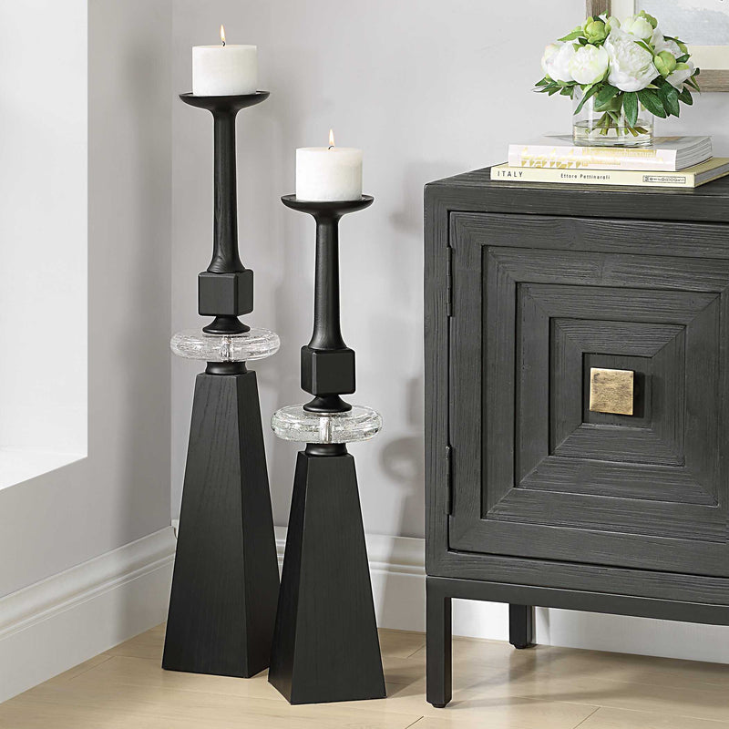 Uttermost 18231 Ebon Glow Floor Candleholders Set/2