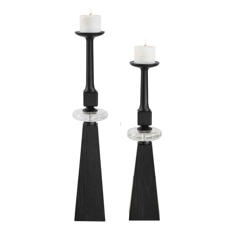 Uttermost 18231 Ebon Glow Floor Candleholders Set/2