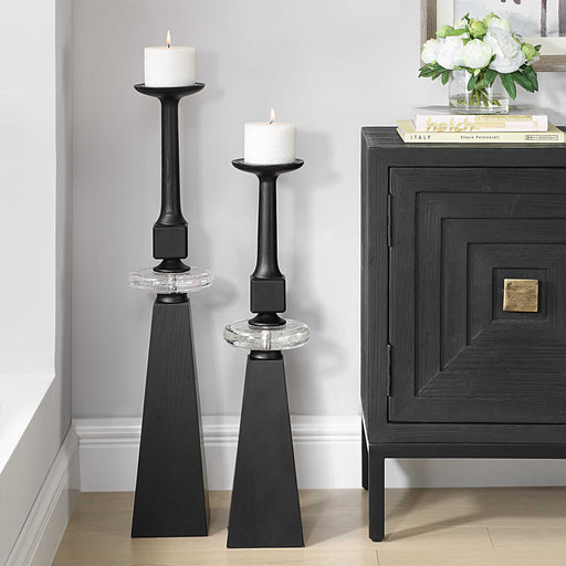 Uttermost 18231 Ebon Glow Floor Candleholders Set/2