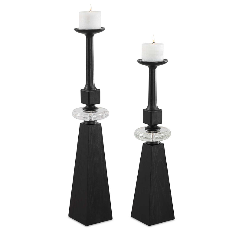Uttermost 18231 Ebon Glow Floor Candleholders Set/2