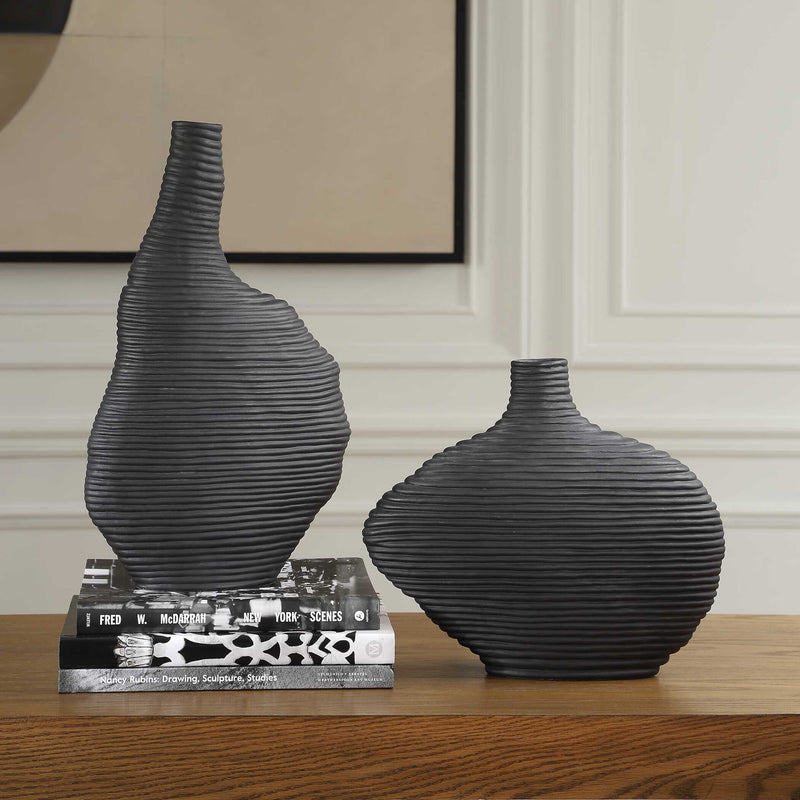 Uttermost 18243 Duostacked Black Vases Set/2