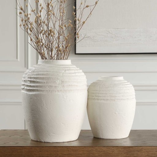 Uttermost 18245 Luna Ridge White Ceramic Vases Set/2