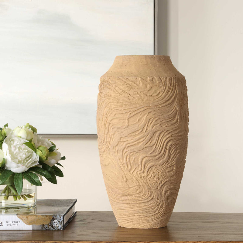 Uttermost 18267 Sandstone Flow Large Terracotta Vase