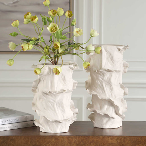 Uttermost 18268 Ripple Crest White Vases Set/2