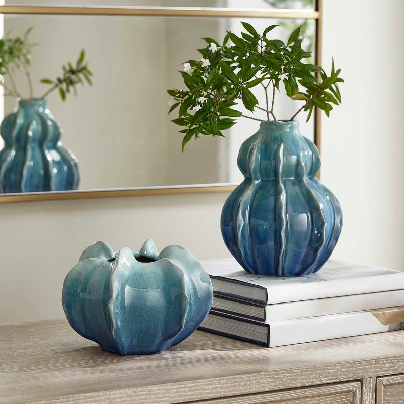 Uttermost 18263 Ocean Wave Outdoor Glazed Vases Set/2