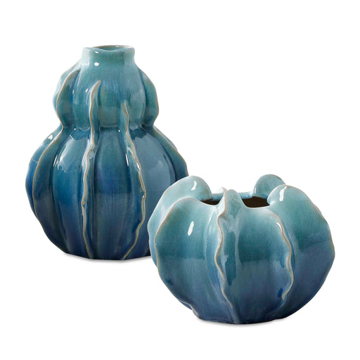 Uttermost 18263 Ocean Wave Outdoor Glazed Vases Set/2