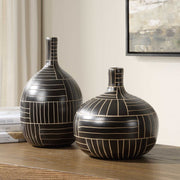 Uttermost 18271 Graphite Stride Geometric Vases Set/2