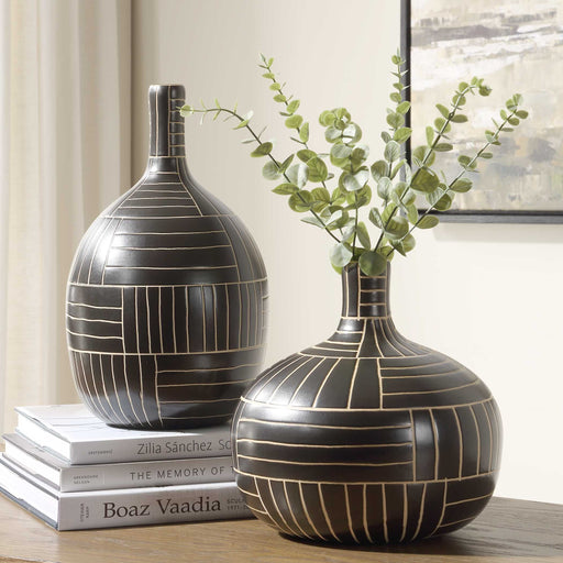 Uttermost 18271 Graphite Stride Geometric Vases Set/2