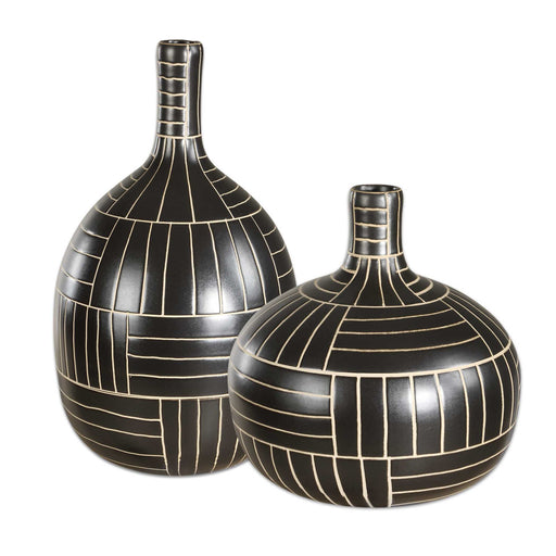 Uttermost 18271 Graphite Stride Geometric Vases Set/2