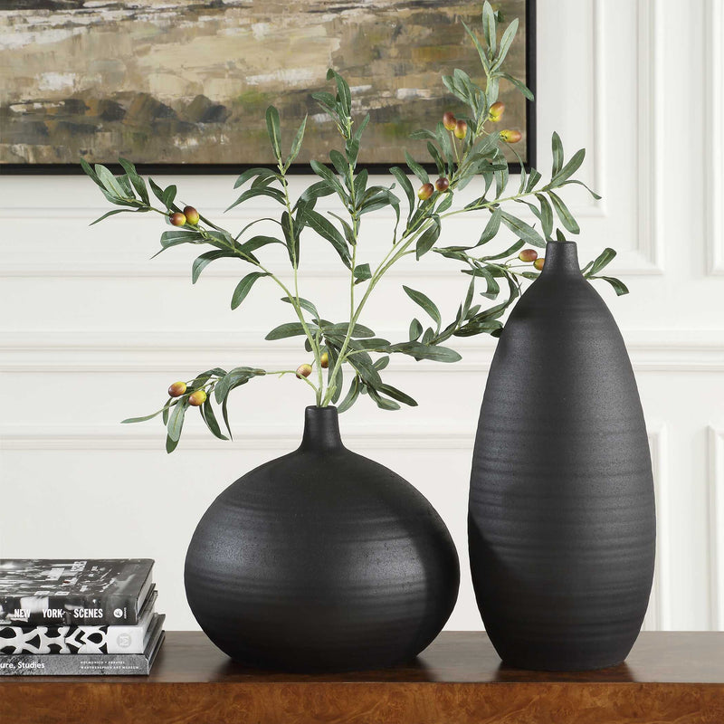 Uttermost 18277 Bower Black Vases Set/2
