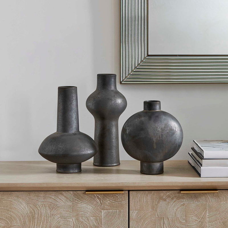 Uttermost 18304 Charcoal Bloom Indoor-Outdoor Vases Set/3