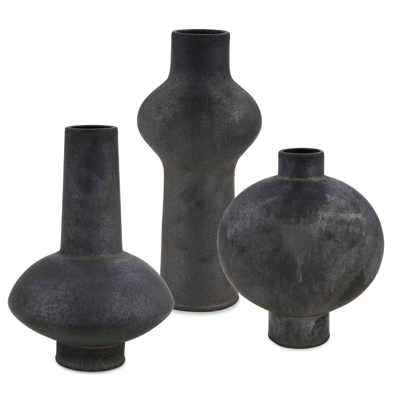 Uttermost 18304 Charcoal Bloom Indoor-Outdoor Vases Set/3