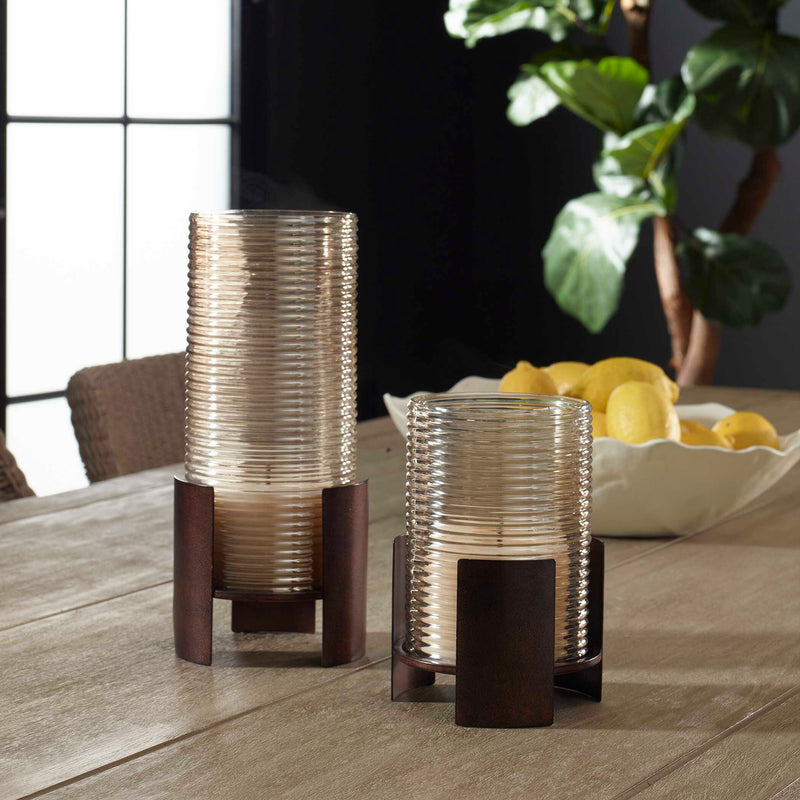Uttermost 18312 Fluted Fire Cylinder Candleholders Set/2