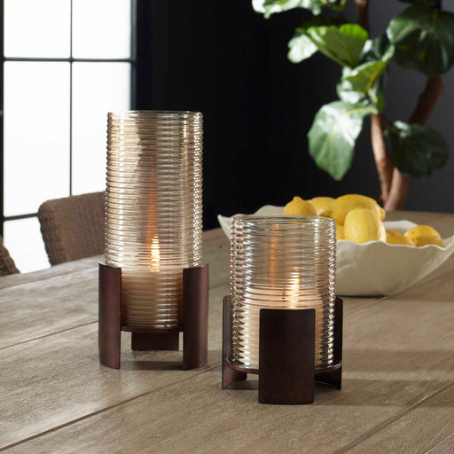 Uttermost 18312 Fluted Fire Cylinder Candleholders Set/2