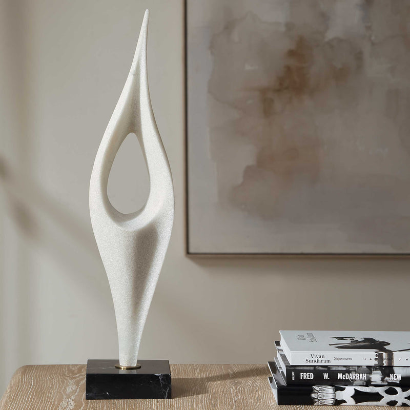 Uttermost 18311 Fluid Drop White Stone Sculpture