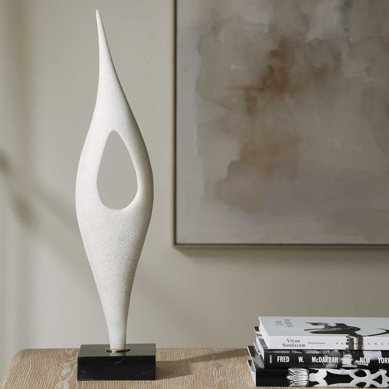 Uttermost 18311 Fluid Drop White Stone Sculpture