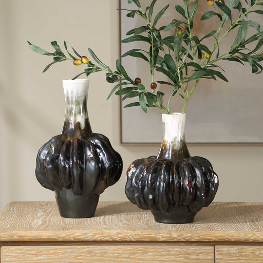 Uttermost 18313 Umbrian White & Brown Gourd Vases Set/2
