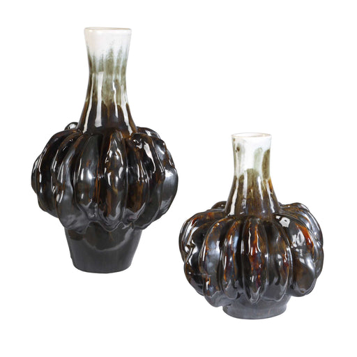 Uttermost 18313 Umbrian White & Brown Gourd Vases Set/2